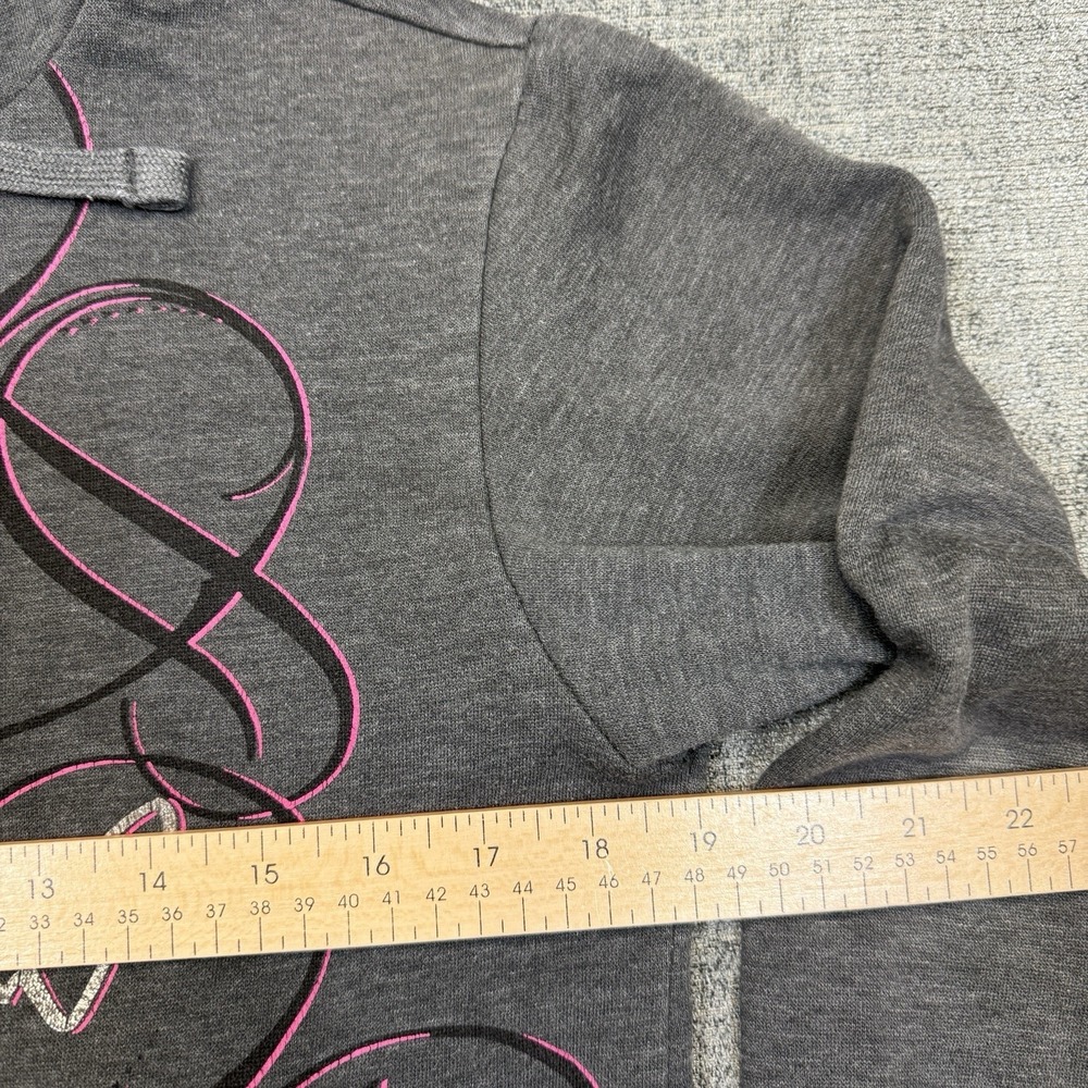 Fox Racing Hoodie Women's Small Gray Pink Sweatshirt Grunge Rock Y2K - Picture 6 of 9